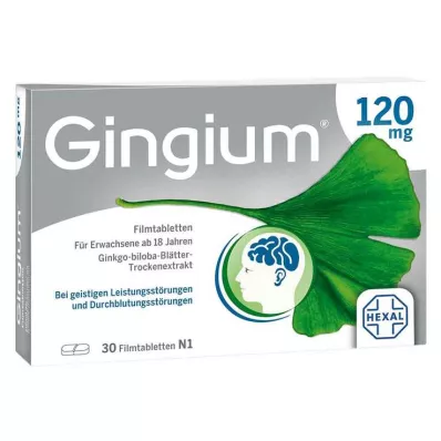 Gingium 120 mg õhukese polümeerikattega tabletid, 30 tk Gingium 120 mg õhukese polümeerikattega tabletid, 30 tk