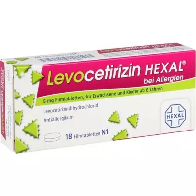 LEVOCETIRIZIN HEXAL allergiate puhul 5 mg õhukese polümeerikattega tabletid, 18 tk