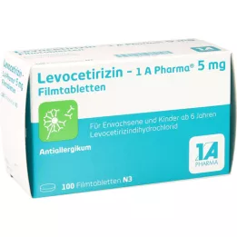 LEVOCETIRIZIN-1A Pharma 5 mg õhukese polümeerikattega tabletid, 100 kapslit