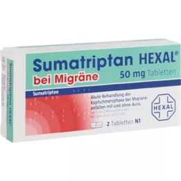 SUMATRIPTAN HEXAL migreeni puhul 50 mg tabletid, 2 tk