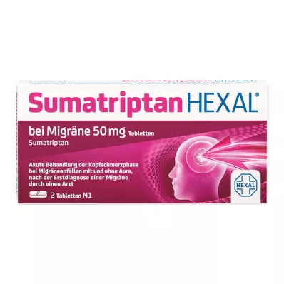 Sumatriptan Hexal migreeni korral 50 mg tabletid, 2 tk