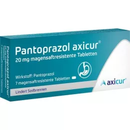PANTOPRAZOL axicur 20 mg enteroaktiivsed tabletid, 7 tk