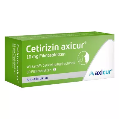 CETIRIZIN axicur 10 mg õhukese polümeerikattega tabletid, 50 tk CETIRIZIN axicur 10 mg õhukese polümeerikattega tabletid, 50 tk