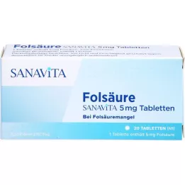 FOLSÄURE SANAVITA 5 mg tabletid, 20 tk