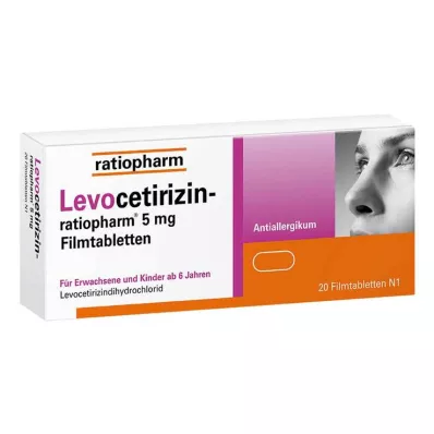 Levocetirizin ratiopharm 5 mg õhukese polümeerikattega tabletid, 20 tk