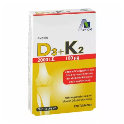 Vitamiin D3+K2 2000 I.U., 120 tk