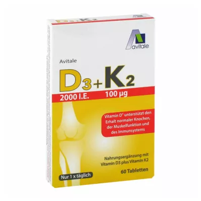 Vitamiin D3+K2 2000 I.U., 60 tk