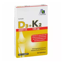 Vitamiin D3+K2 2000 I.U., 60 tk