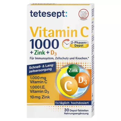 TETESEPT C-vitamiin 1000+tsink+D3 1000 I.U. tabletid, 30 tk