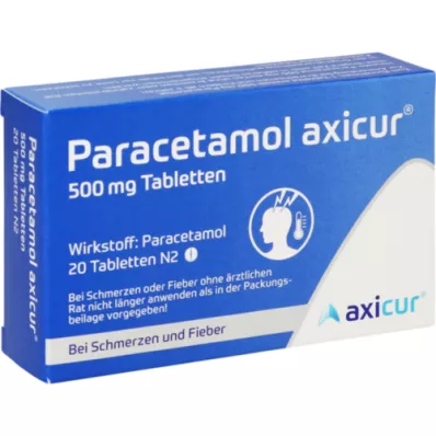 PARACETAMOL axicur 500 mg tabletid, 20 tk
