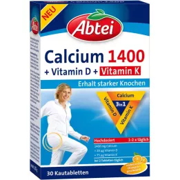 ABTEI Kaltsium 1400+D3+K-vitamiin närimistabletid, 30 tk