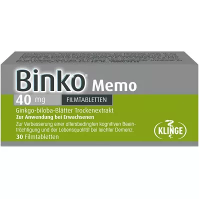 BINKO Memo 40 mg õhukese polümeerikattega tabletid, 30 tk