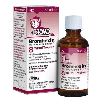 Bromhexine HERMES Medicines® 8 mg/ml tilgad, 50 ml Bromhexine HERMES Medicines® 8 mg/ml tilgad, 50 ml