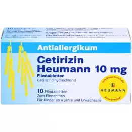 CETIRIZIN Heumann 10 mg õhukese polümeerikattega tabletid, 10 tk
