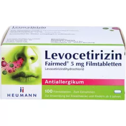 LEVOCETIRIZIN Fairmed 5 mg õhukese polümeerikattega tabletid, 100 tk