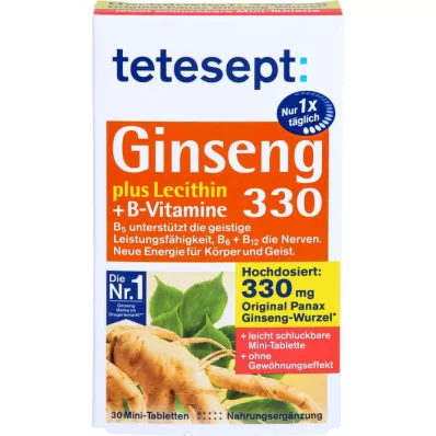 TETESEPT Ginseng 330 pluss letsitiin+B-vitamiinid tab, 30 tk