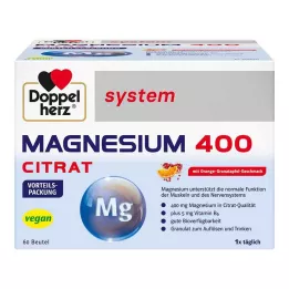 DOPPELHERZ Magneesium 400 tsitraadi süsteemi graanulid, 60 tk