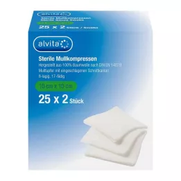 ALVITA Sidekompressid steriilsed 10x10 cm, 25X2 tk