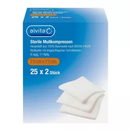 ALVITA Sidekompressid steriilsed 7,5x7,5 cm, 25X2 tk
