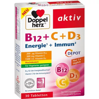 DOPPELHERZ B12+C+D3 Depot aktiivsed tabletid, 30 tk