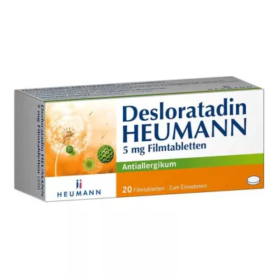 Desloratadiin HEUMANN 5 mg õhukese polümeerikattega tabletid, 20 tk Desloratadiin HEUMANN 5 mg õhukese polümeerikattega tabletid, 20 tk