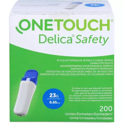 ONE TOUCH Delica Safety ühekordselt kasutatav torkevahend 23 G, 200 tk