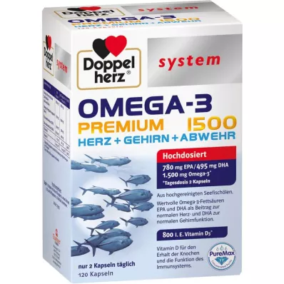 DOPPELHERZ Omega-3 Premium 1500 süsteemi kapslid, 120 kapslit