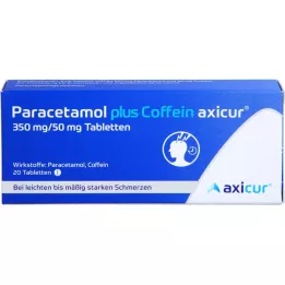 PARACETAMOL pluss kofeiin axicur 350 mg/50 mg tbl, 20 tk