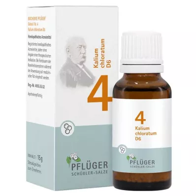 Biochemistry Pflueger 4 Potassium chloratum D 6 gloobulid, 15 g