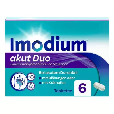 Imodium akut Duo - ägeda kõhulahtisuse ja kõhupuhituse korral, 6 tabletti