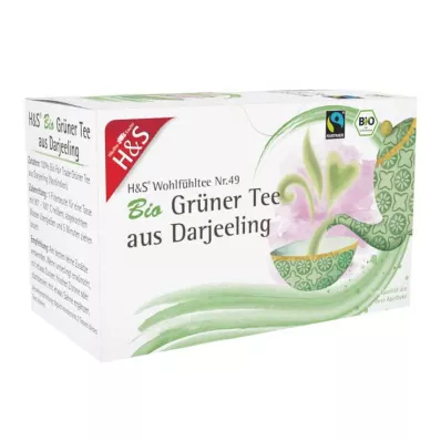 H&amp;S Organic Green Tea Darjeeling filtrikotist, 20X2 g