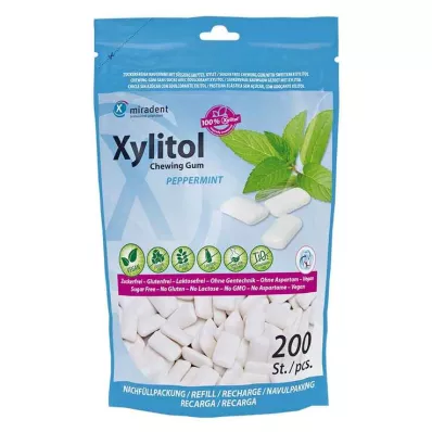 MIRADENT Xylitol hambaravi närimiskumm piparmünt, 200 tk