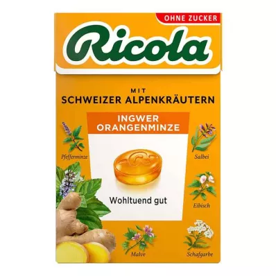 Ricola ilma suhkruta karbike ingveriapelsini piparmündikompvekke, 50 g Ricola ilma suhkruta karbike ingveriapelsini piparmündikompvekke, 50 g