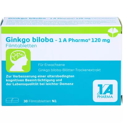 GINKGO BILOBA-1A Pharma 120 mg õhukese polümeerikattega tabletid, 30 kapslit