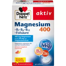 DOPPELHERZ Magneesium 400+B1+B6+B12+foolhape BTA, 6X15 tk