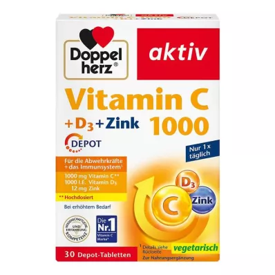 Doppelherz Vitamiin C 1000 + D3 + Zinc Depot tabletid, 30 tk