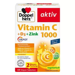 DOPPELHERZ C-vitamiin 1000+D3+tsink Depot tabletid, 60 kapslit