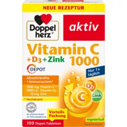 DOPPELHERZ C-vitamiin 1000+D3+tsink Depot tabletid, 100 tk