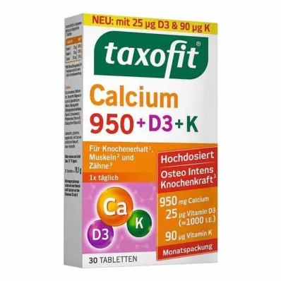 Taxofit Calcium 950 + D3 + K tabletid, 30 tk Taxofit Calcium 950 + D3 + K tabletid, 30 tk