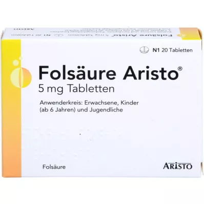 FOLSÄURE ARISTO 5 mg tabletid, 20 tk
