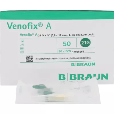 VENOFIX A Venipuncture band 21 G 0.8x19mm 30cm roheline, 1 tk