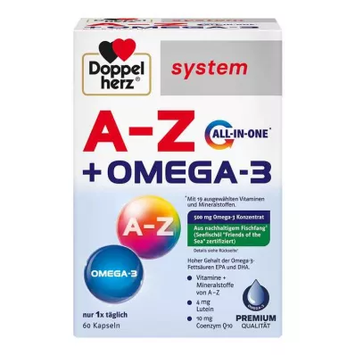 Doppelherz A-Z + Omega-3 kõik-ühes süsteemi kapslid, 60 tk Doppelherz A-Z + Omega-3 kõik-ühes süsteemi kapslid, 60 tk