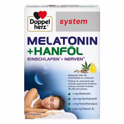 Doppelherz melatoniin + kanepiõli süsteemi kapslid, 30 tk Doppelherz melatoniin + kanepiõli süsteemi kapslid, 30 tk