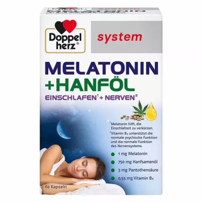 Doppelherz melatoniin + kanepiõli süsteemi kapslid, 60 tk Doppelherz melatoniin + kanepiõli süsteemi kapslid, 60 tk