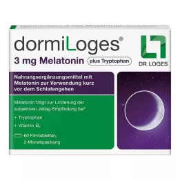 DORMILOGES 3 mg melatoniini pluss trüptofaani kilekaart, 60 tk